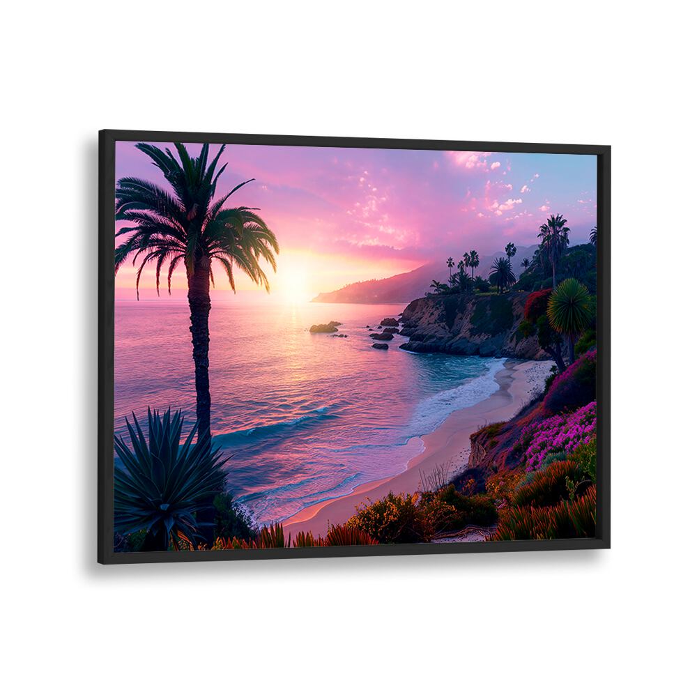 Vibrant PURPLE SUNSET IN LAGUNA BEACH, BEACH PAINTINGS adds serenity to your space, showcasing nature's beauty.