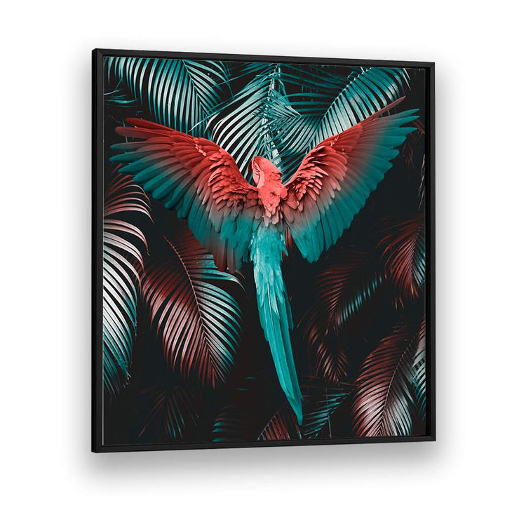 Vibrant TROPICAL STORM, ALTERED ART PRINTS featuring a stunning parrot and lush foliage, perfect for modern decor.