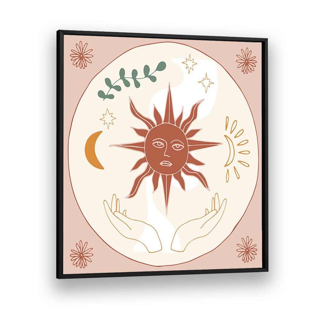 Artistic SUN OUL HEALING, ZODIAC poster showcasing sun and celestial elements for wellness enthusiasts.
