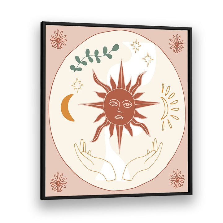Artistic SUN OUL HEALING, ZODIAC poster showcasing sun and celestial elements for wellness enthusiasts.