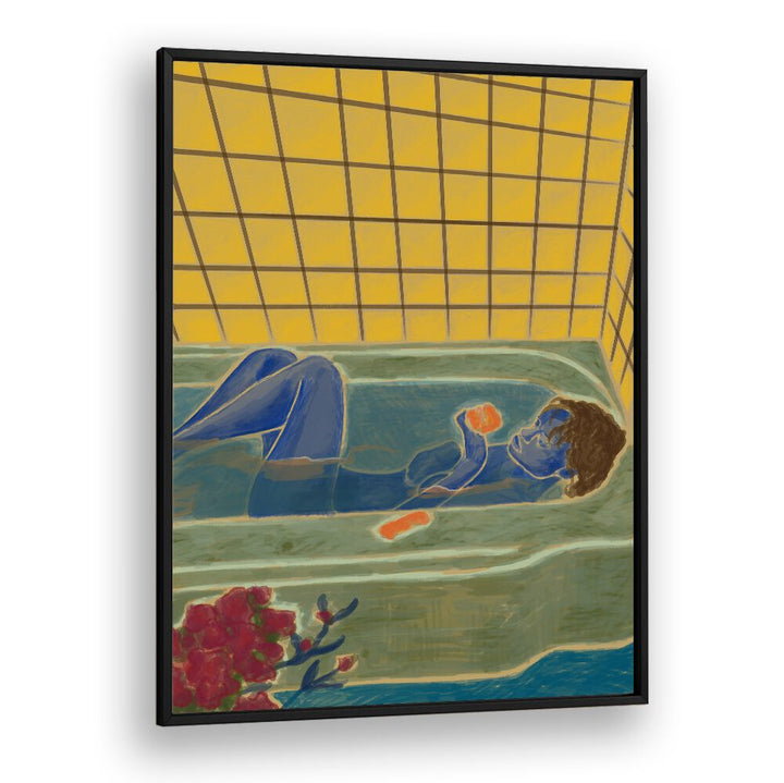 Elegant artwork featuring a figure in a tub, embodying the essence of THE ROSE, PORTRAITS & FIGURATIVE ILLUSTRATIONS.