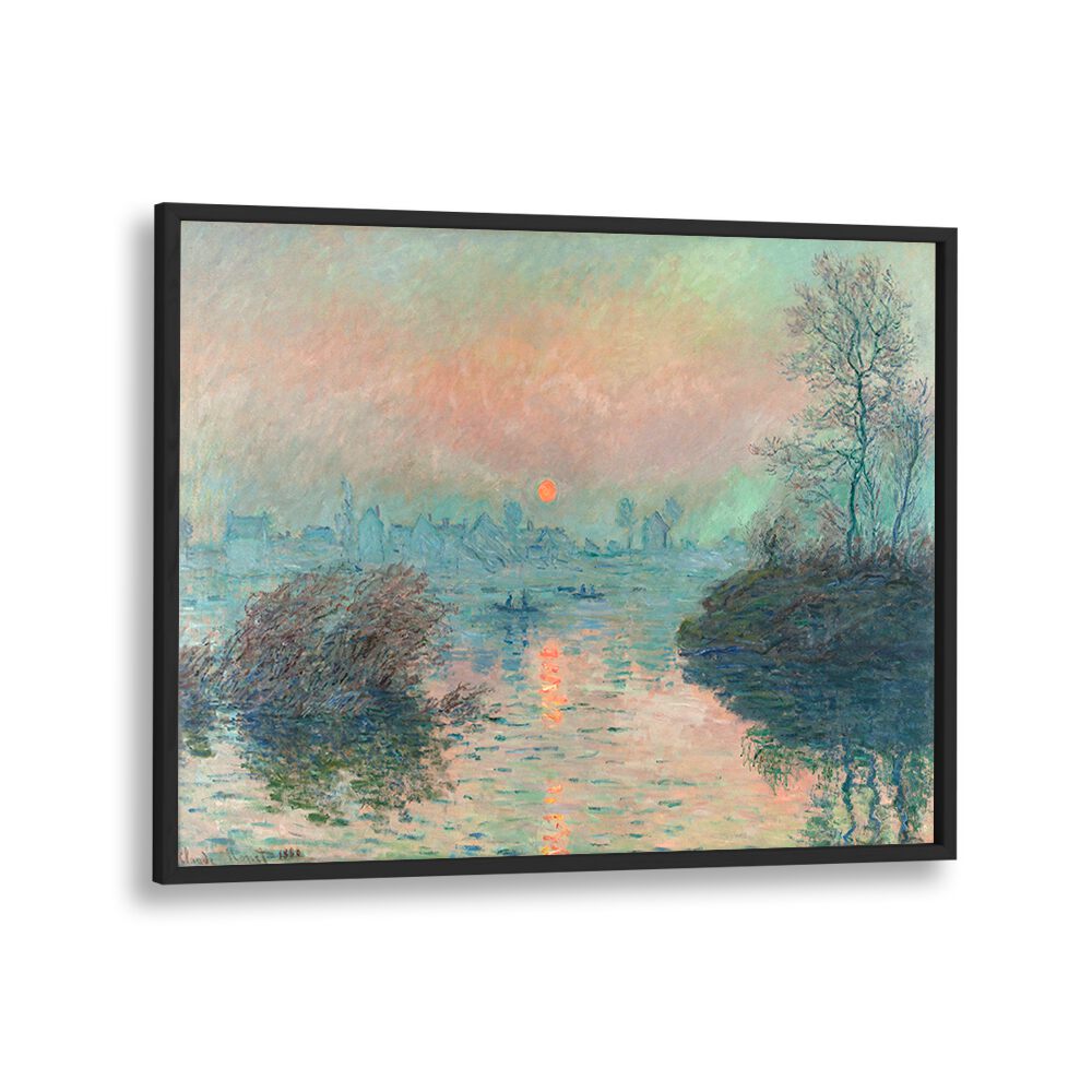 SUN SETTING ON THE SEINE AT LAVACOURT (1880) , VINTAGE PAINTINGS