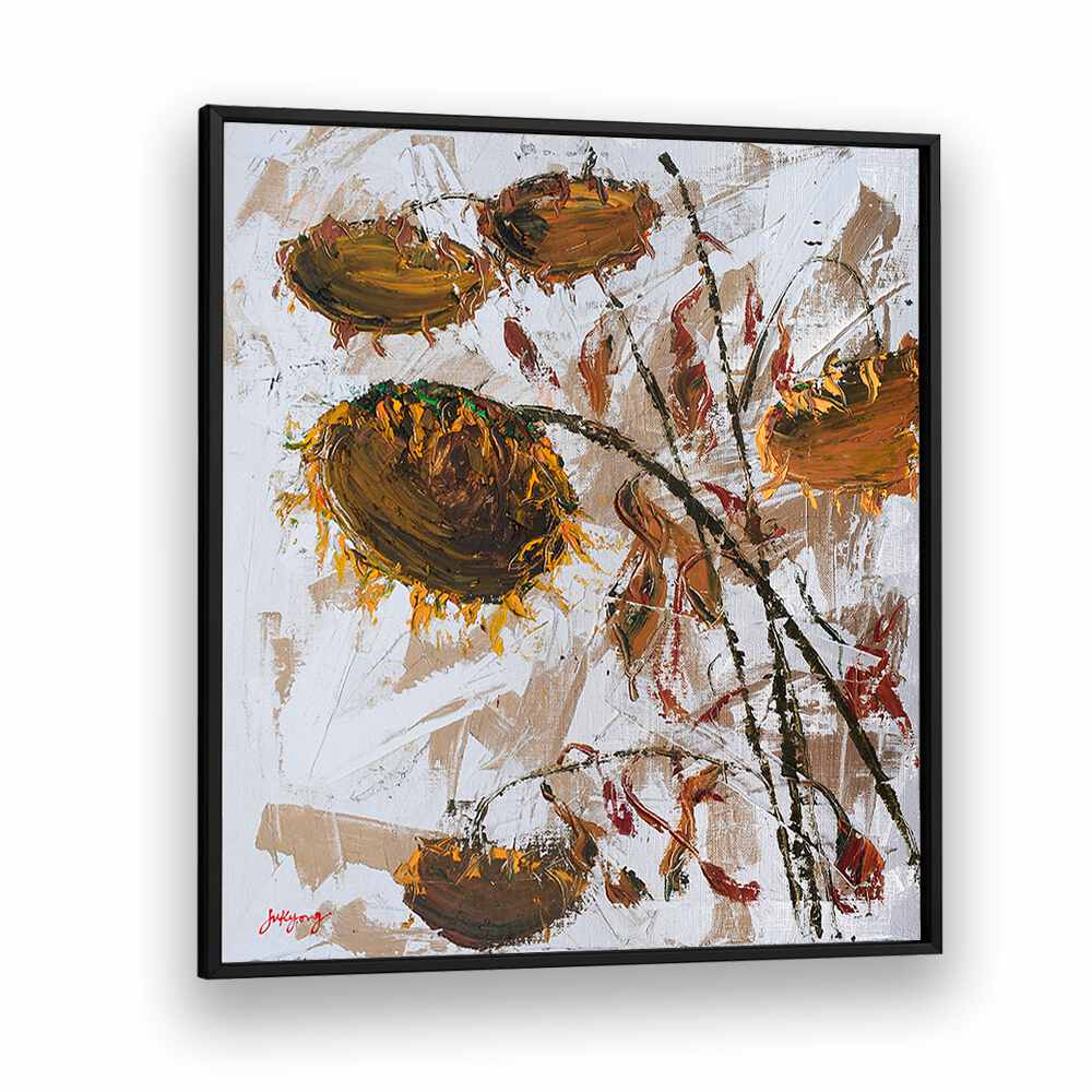 Vibrant SUN FLOWER CANVAS II, FLORAL FLOWER PAINTINGS showcasing artistic sunflowers on textured canvas.