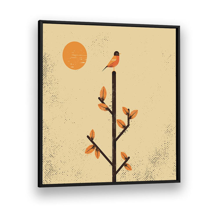 Stylish artwork featuring a bird on a branch, part of THE MIGRATION, ANIMAL PAINTINGS collection. Perfect for decor.
