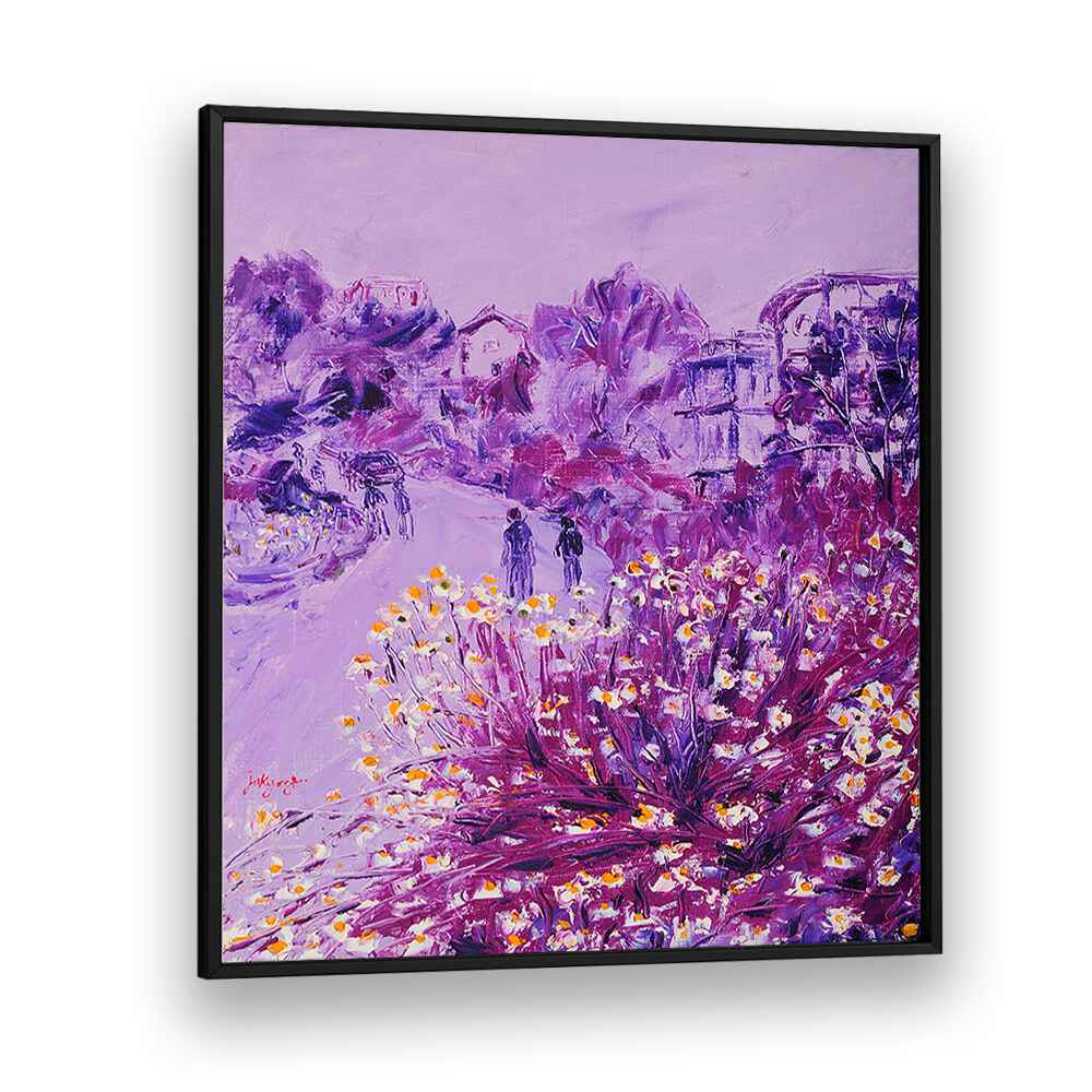 Vibrant CHRYSANTHEMUM DATE, FLORAL FLOWER PAINTINGS showcasing blooming flowers against a charming landscape backdrop.