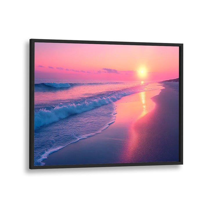 SUNSET SONATA, BEACH PAINTINGS capture tranquil ocean waves and vibrant sunsets, perfect for relaxation by Philippe Hugonnard.