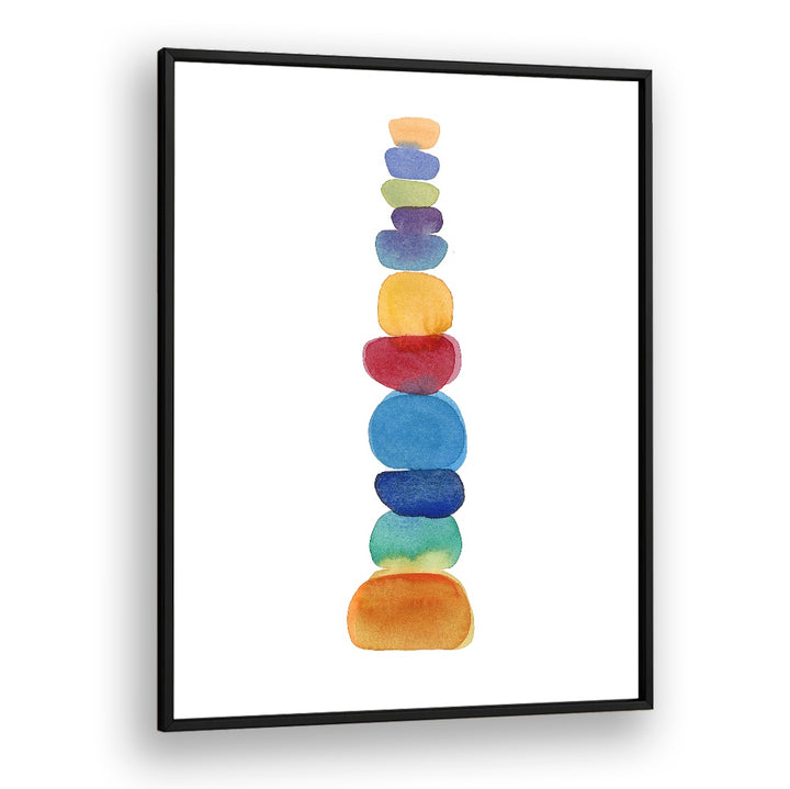 COLOR TOWER, BEACH PAINTINGS features vibrant stacked stones, perfect for adding serenity and color to your home decor.