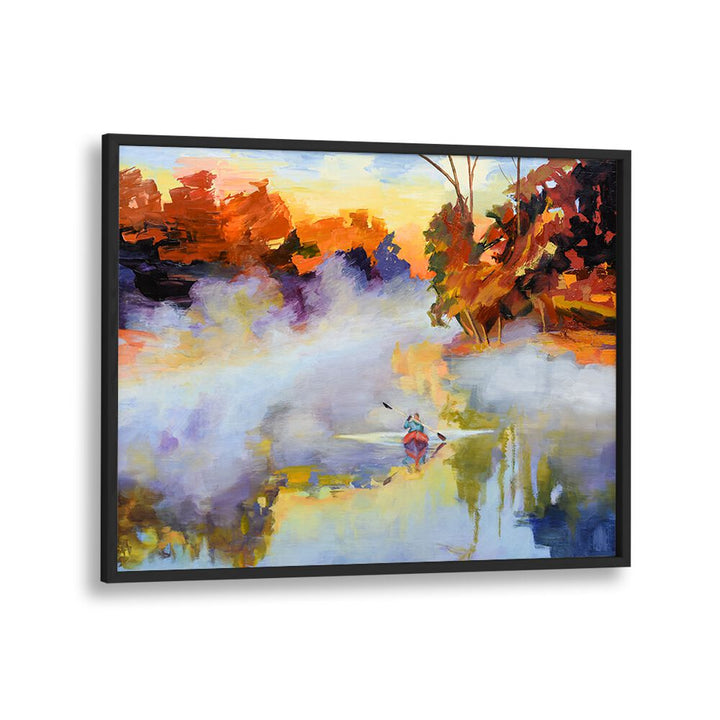 PADDLING IN THE MIST , LANDSCAPE PAINTINGS
