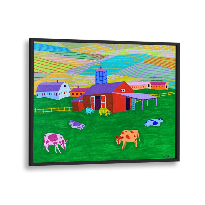 farm landscape art prints in Black Plain Frame
