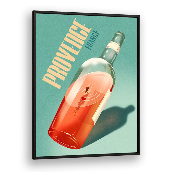 Stylish PROVENCE, BAR art print featuring a vintage wine bottle, perfect for enhancing your cafe or home decor.