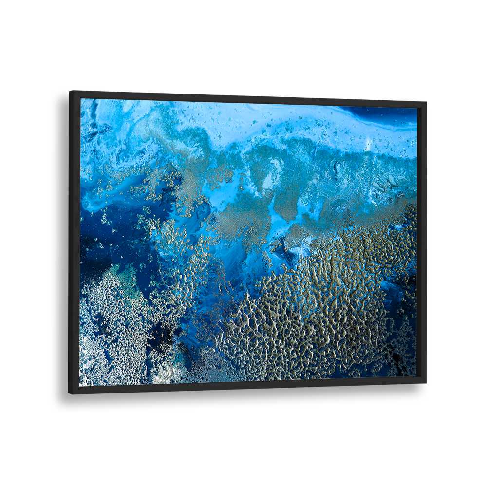 Vibrant blue hues in COASTAL REVITALIZE, ABSTRACT PAINTINGS evoke serene coastal landscapes for tranquil living spaces.