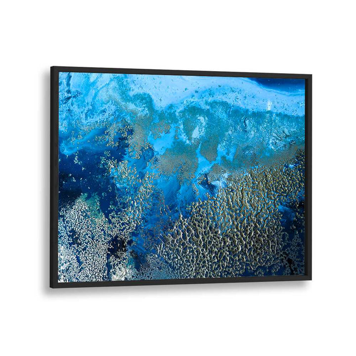 Vibrant blue hues in COASTAL REVITALIZE, ABSTRACT PAINTINGS evoke serene coastal landscapes for tranquil living spaces.