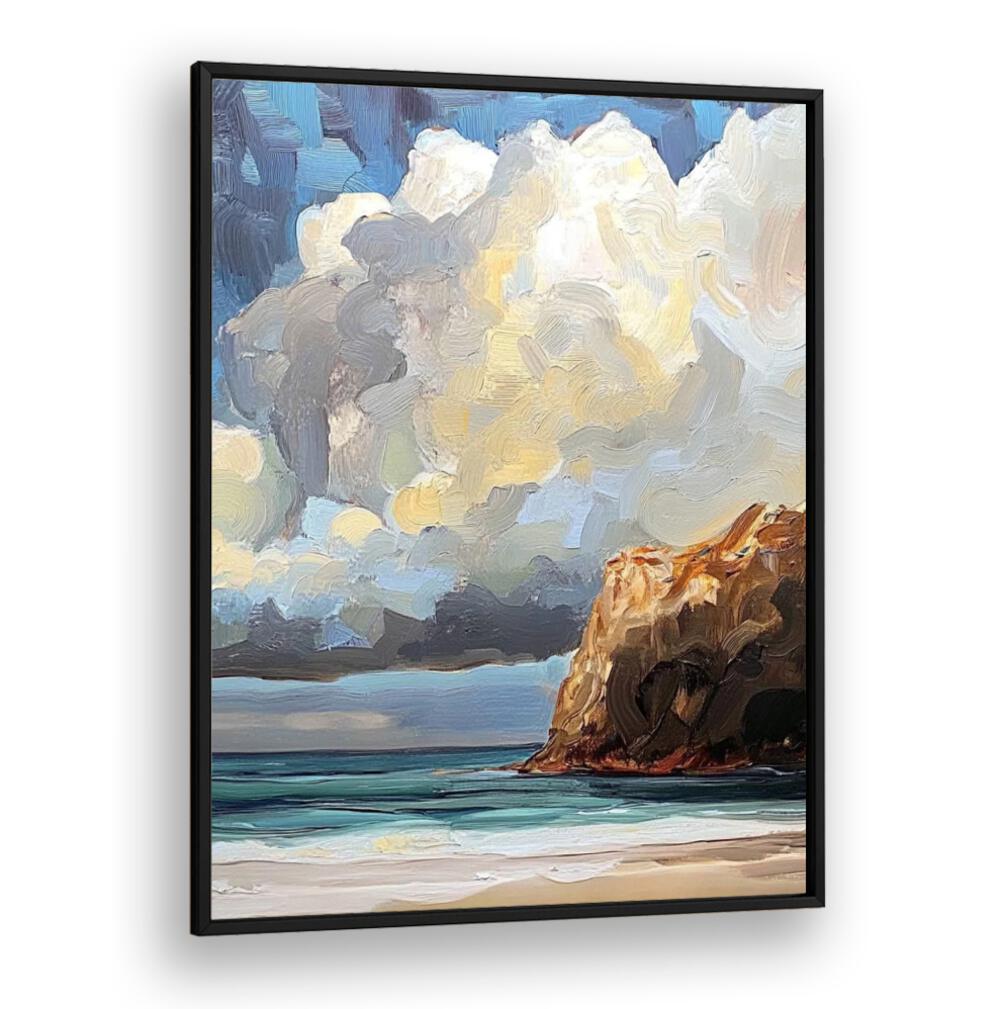 CLOUDY DAY AT THE BEACH II showcases a serene coastal landscape, perfect for enhancing home décor with tranquility.
