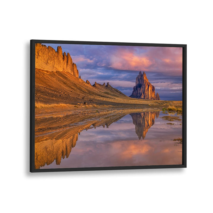Stunning REFLECTION OF SHIPROCK, PHOTOGRAPHY PRINTS showcasing the majestic formation mirrored in tranquil waters.