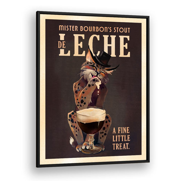 BOURBON DE LECHE GUINNESS STYLE CAT ART , BAR POSTERS , BAR ART PRINTS