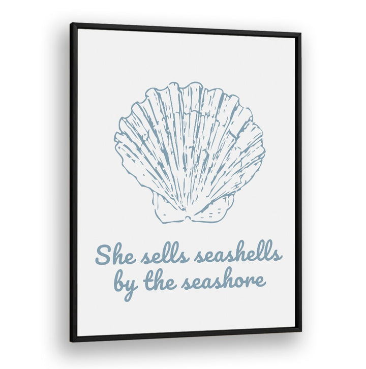 Stylish SHE SELLS SEASHELLS, BEACH PAINTINGS featuring a seashell design, perfect for ocean lovers.