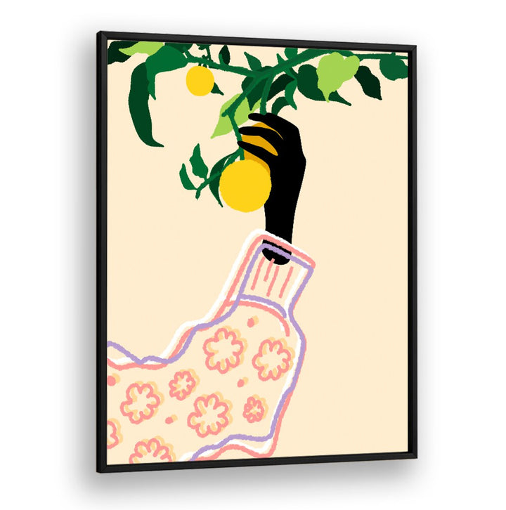 Bright and vibrant CITRUS TOUCH, KITCHEN POSTERS featuring a hand picking citrus, perfect for kitchen décor.