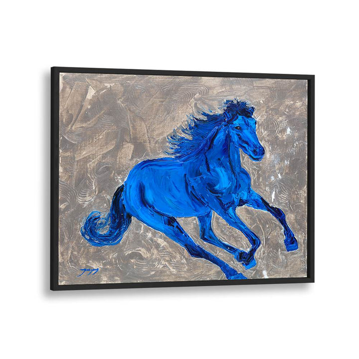 Vibrant BLUE HORSE artwork showcases stunning brushstrokes in this unique piece from our ANIMAL PAINTINGS collection.