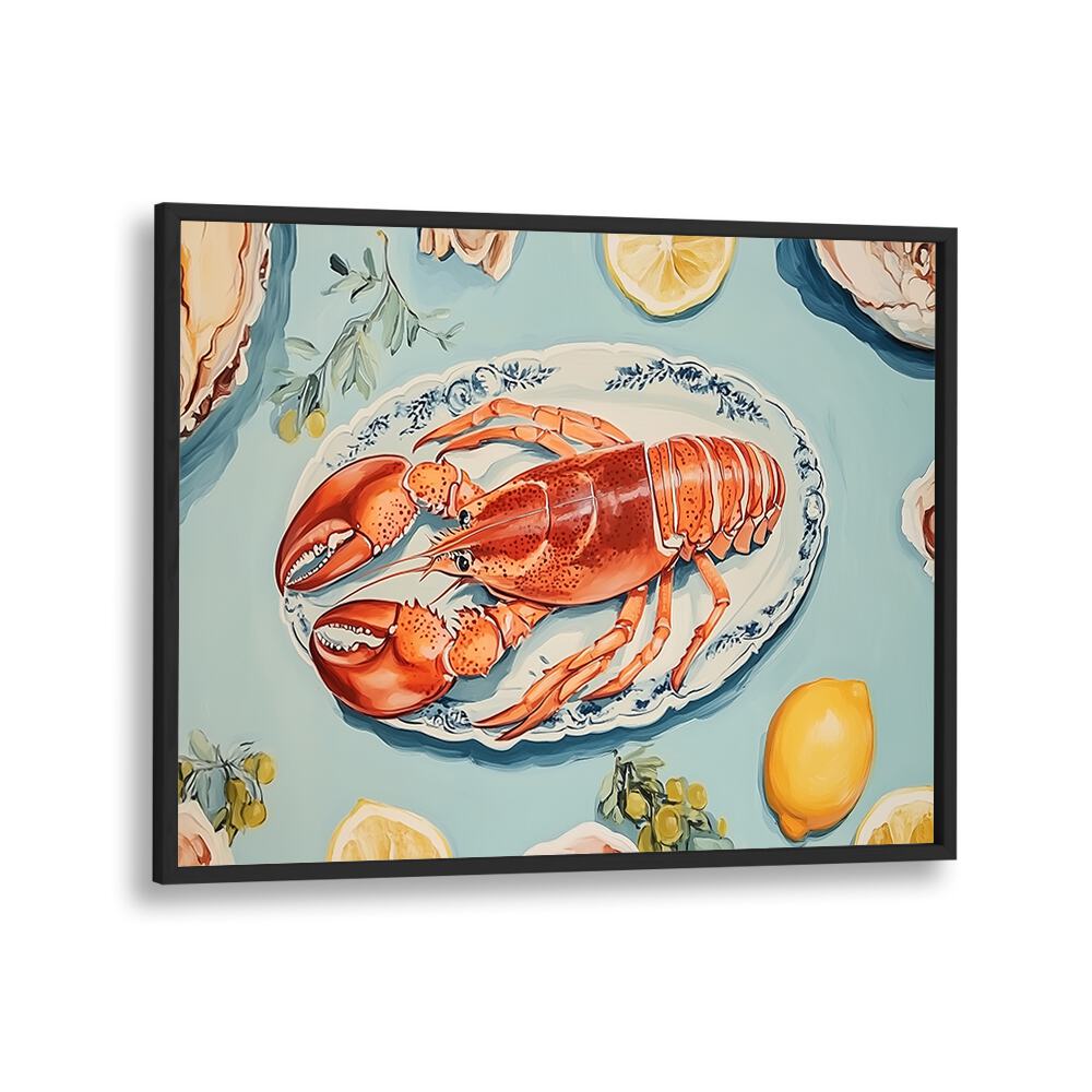 GOURMET LOBSTER FEAST, KITCHEN POSTERS showcasing a beautifully plated lobster with vibrant colors for culinary lovers.
