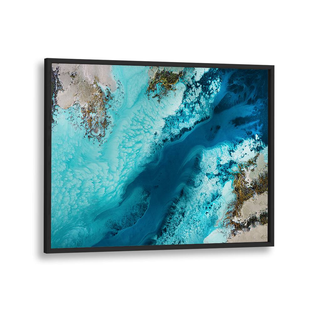 Vibrant hues in SALT WATER PASSAGE, ABSTRACT PAINTINGS create a calming focal point for any modern space.
