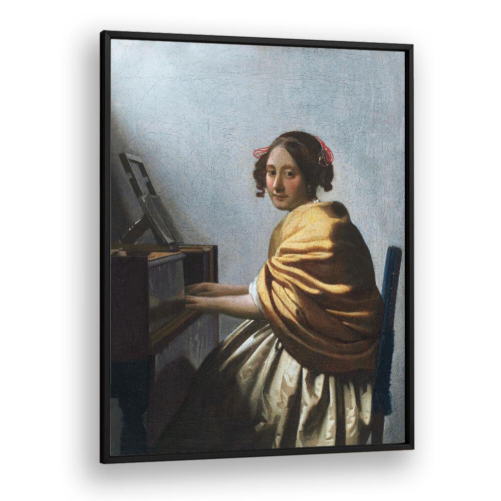 A YOUNG WOMAN SEATED AT THE VIRGINALS (CA. 1670–1672)   BY JOHANNES VERMEER, VINTAGE PAINTINGS