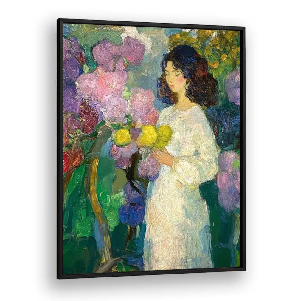 Enchanting GIRL IN THE GARDEN artwork brings nature's beauty and tranquility to your space. Perfect for any decor.