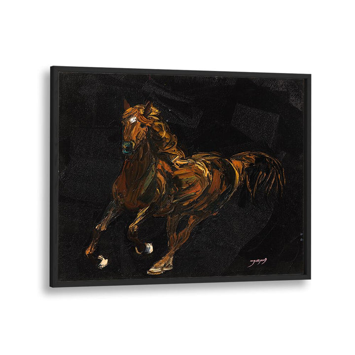 A BROWN HORSE , ANIMAL PAINTINGS in vibrant colors, showcasing the beauty of equine art for animal lovers.