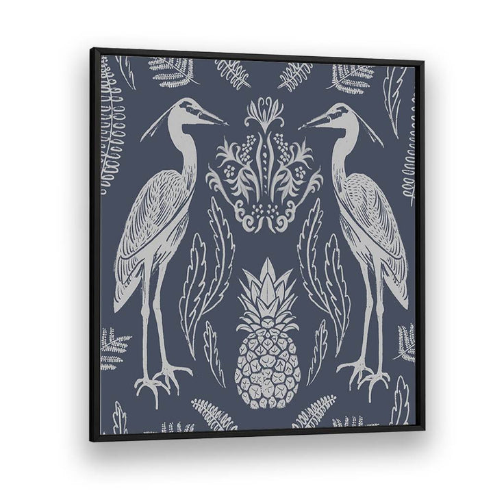 Elegant HERON AND FERNS, ANIMAL PAINTINGS on a dark background, perfect for nature-inspired decor.