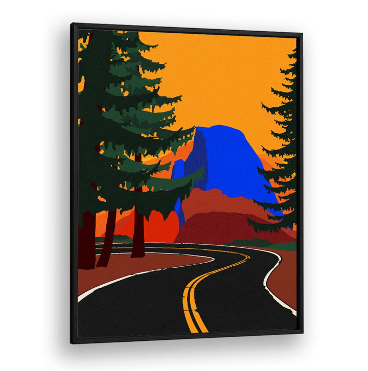Vibrant GLACIER ROAD WITH HALF DONE, LANDSCAPE PAINTINGS showcases a winding road amidst stunning nature scenery.