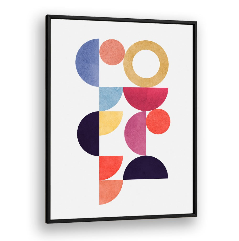 Colorful geometric shapes in CIRCLES IN HARMONY VII, GEOMETRIC ART PRINTS, enhance wellness and creativity.