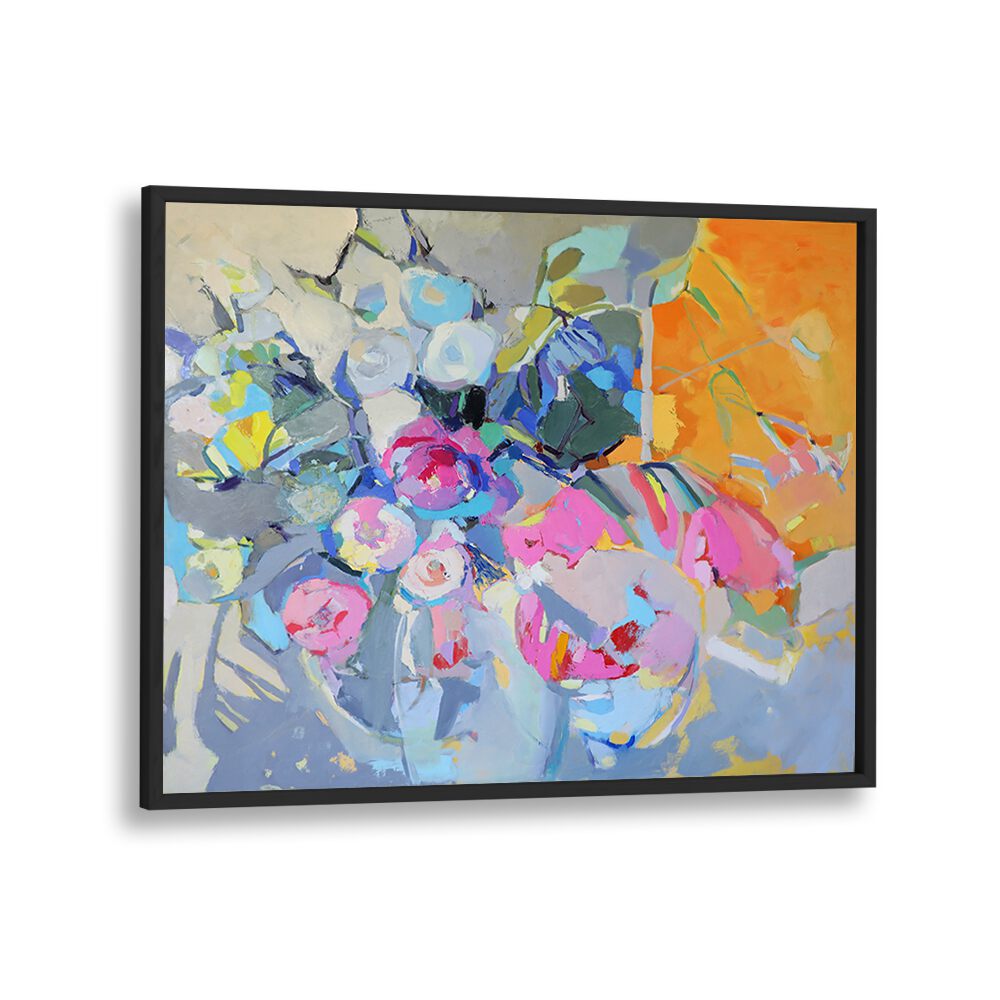 Colorful abstract artwork featuring "GLASS AND ROSES, ABSTRACT PAINTINGS" to enhance your decor elegantly.