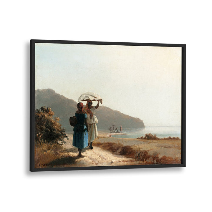 TWO WOMEN CHATTING BY THE SEA, ST. THOMAS (1856) , VINTAGE PAINTINGS