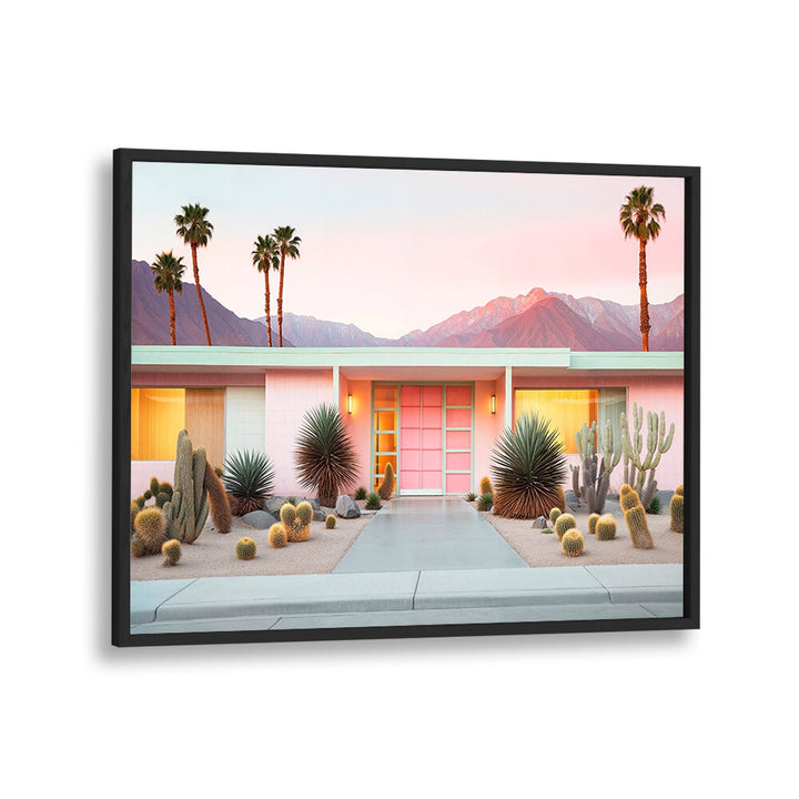 Vibrant RETRO PALM SPRINGS, BEACH PAINTINGS showcasing iconic architecture and desert landscapes. Perfect for nostalgic decor.