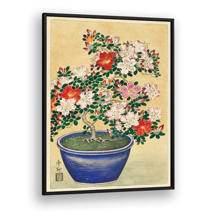 BLOOMING AZALEA IN BLUE POT (1920 - 1930)  , JAPANESE PAINTINGS , JAPANESE ART PRINTS