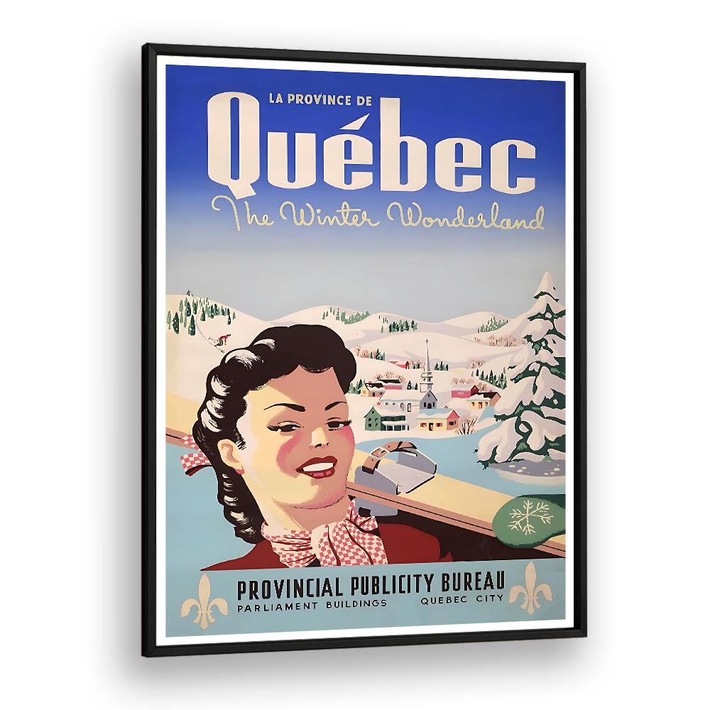 Discover the charm of QUEBEC I, VINTAGE TRAVEL POSTERS, showcasing Quebec's winter wonderland in stunning art.