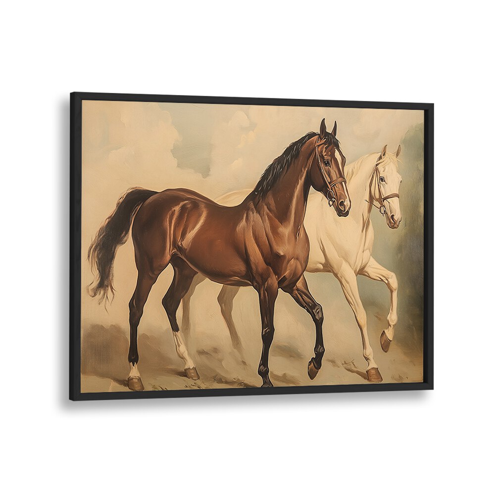 Stunning DUO HORSES GALLOPING, ANIMAL PAINTINGS capturing equine beauty and strength, perfect for art lovers.