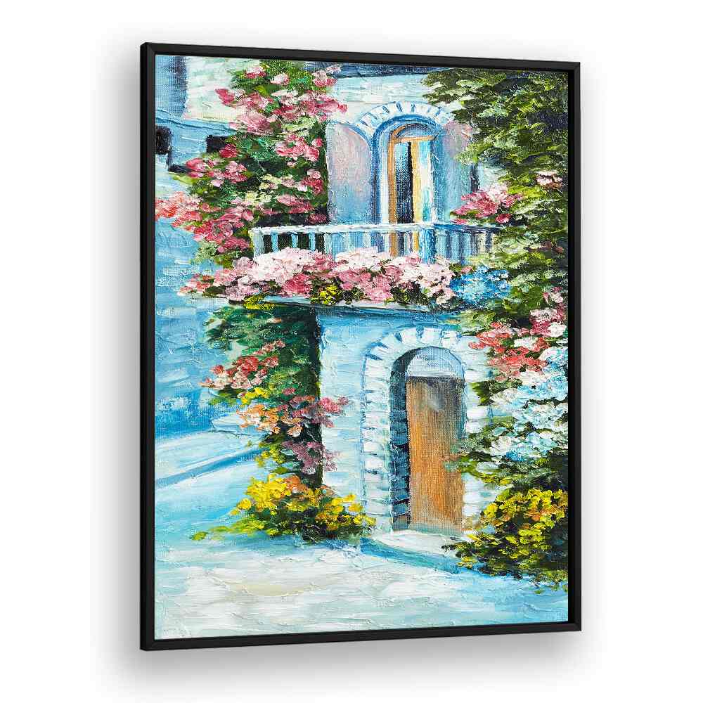 Pastel Haven Vintage European Paintings in Black Plain Frame