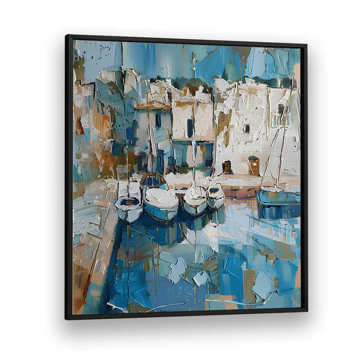 Serene scene with boats in the harbor, embodying the essence of BOATS IN THE HARBOR MALLORCATHERAPY decor.