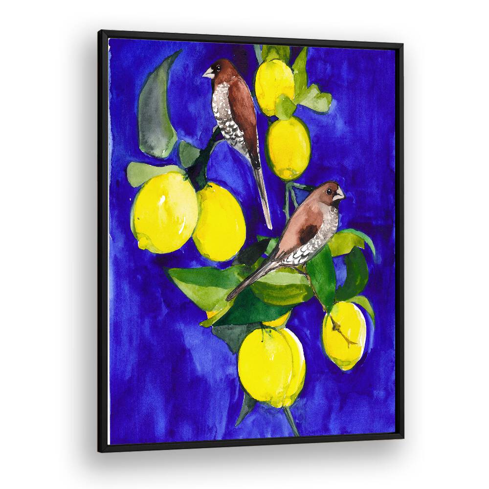 LEMON TREE WITH FINCHES , ANIMAL PAINTINGS