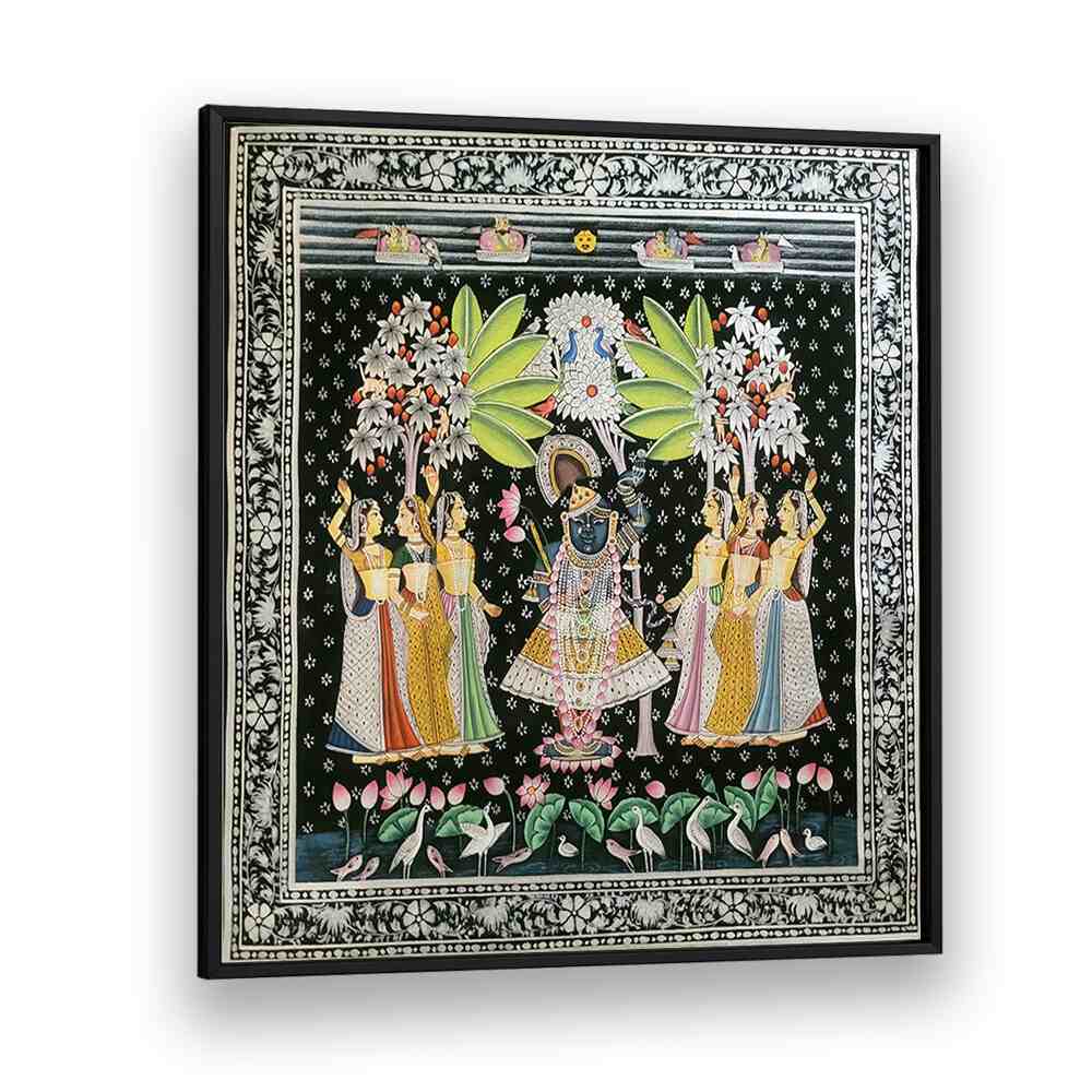 Colorful SHRINATH JI PICHWAI, INDIAN ART PAINTINGS showcasing Lord Krishna, perfect for enhancing home decor.