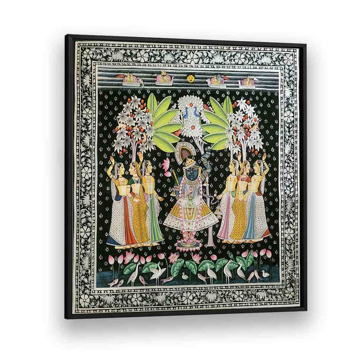Colorful SHRINATH JI PICHWAI, INDIAN ART PAINTINGS showcasing Lord Krishna, perfect for enhancing home decor.