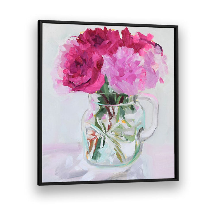 Pretty in Pink, Floral Flower Paintings showcase vibrant blooms in a jar, perfect for brightening any space.