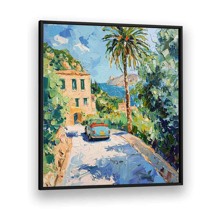 Experience the vibrant CAR ON THE ROAD, blending style and performance against a stunning coastal backdrop.