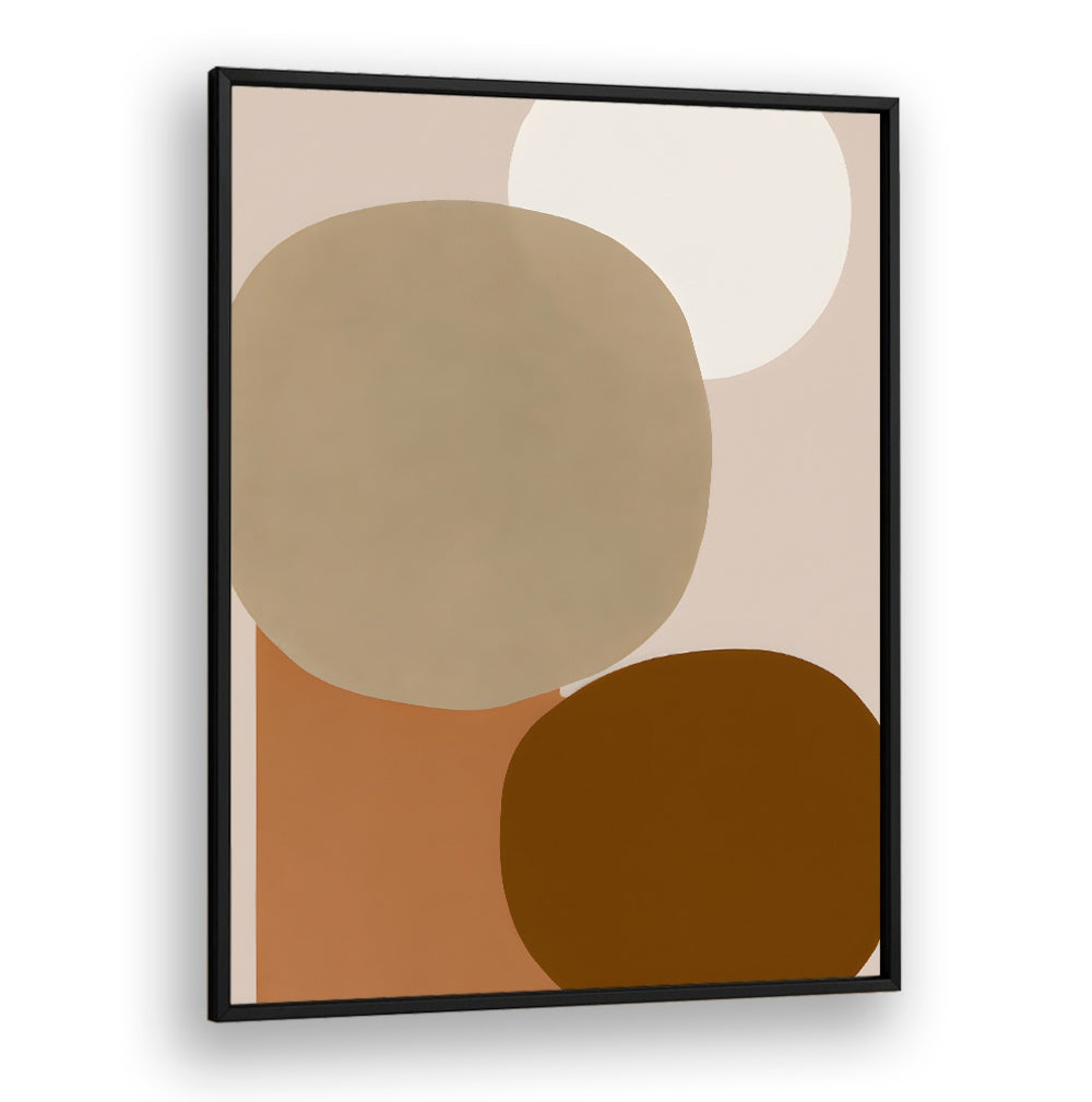 EARTHY MINIMALIST , GEOMETRIC ART PRINTS featuring abstract shapes in warm neutral tones with a sleek black frame from BlackPlain.