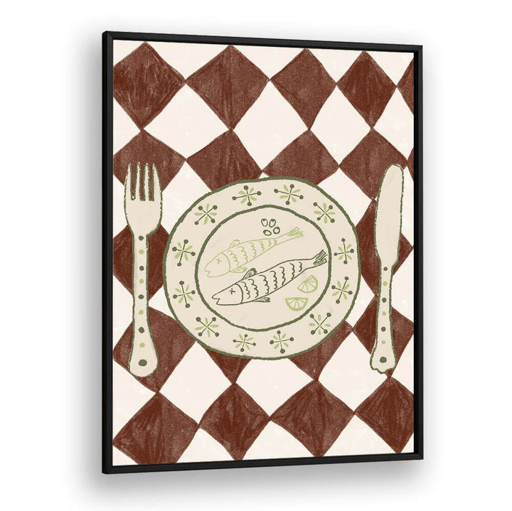 Elegant DINNER, KITCHEN POSTERS featuring a fish plate design, perfect for enhancing your culinary space.