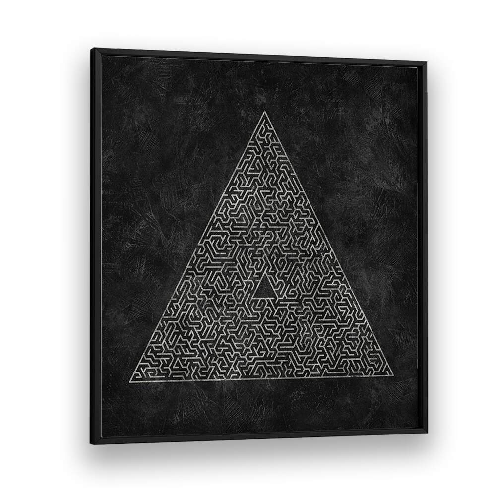 Stylish geometric art print, THE PYRAMID MAZE ESCAPE II, enhances any space with captivating abstract design.