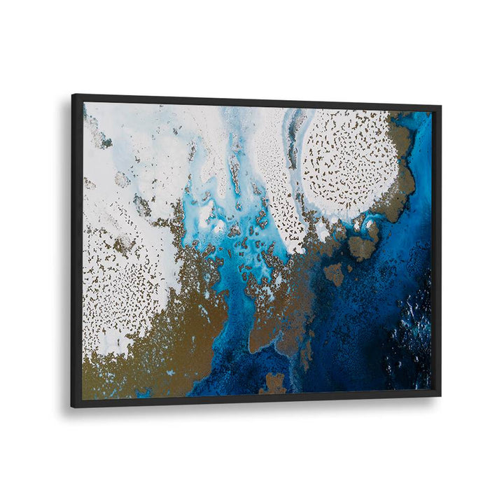 Vibrant shades of blue and gold define the MARINE PERSIAN AFFAIR, showcasing exquisite abstract paintings.