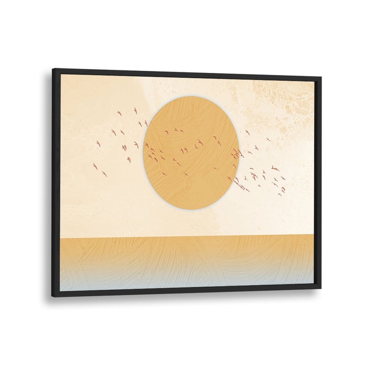 Warm tones and serene birds create a soothing scene in GOLDEN SUN, LANDSCAPE PAINTINGS for your elegant space.