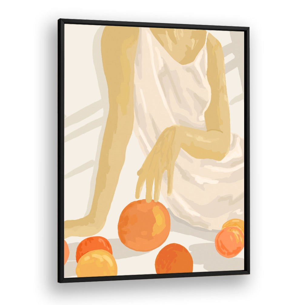 TANGERINE GRACE, PORTRAITS showcases a serene figure with vibrant tangerines, reflecting citrus elegance in art.