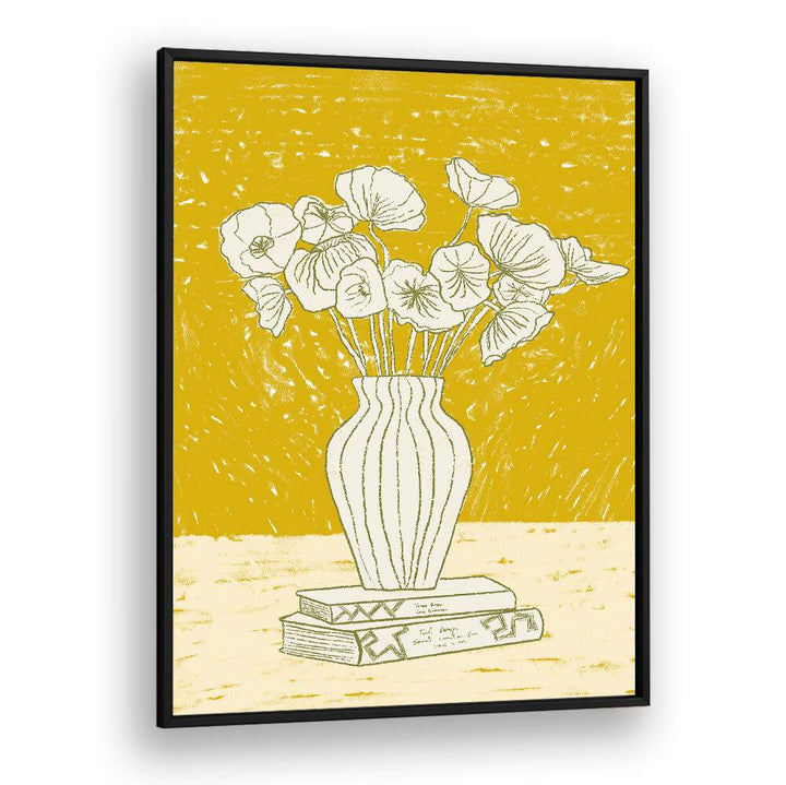 Charming vase with flowers against a vibrant yellow background, ideal for the BEAUTY OF YELLOW, FASHION POSTERS collection.